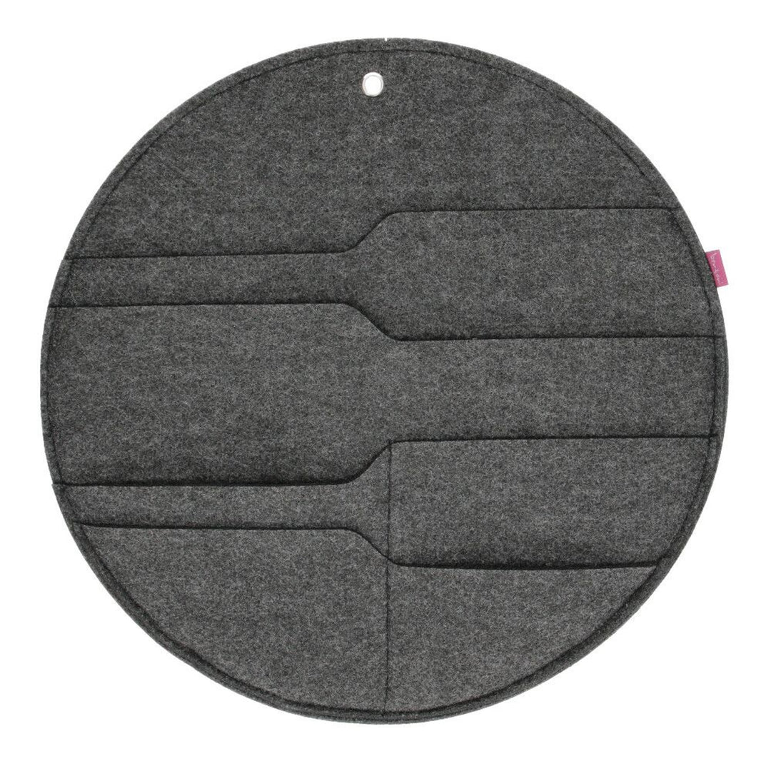 Organizer ścienny filcowy Bertoni Kółko L średnica 35 cm - antracyt, 4 kieszenie
