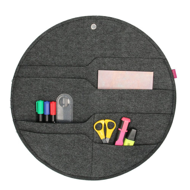Organizer ścienny filcowy Bertoni Kółko L średnica 35 cm - antracyt, 4 kieszenie