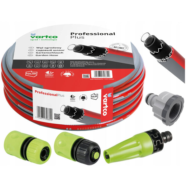 Zestaw wąż ogrodowy 6 warstw 30m 1/2" Vartco + złączki