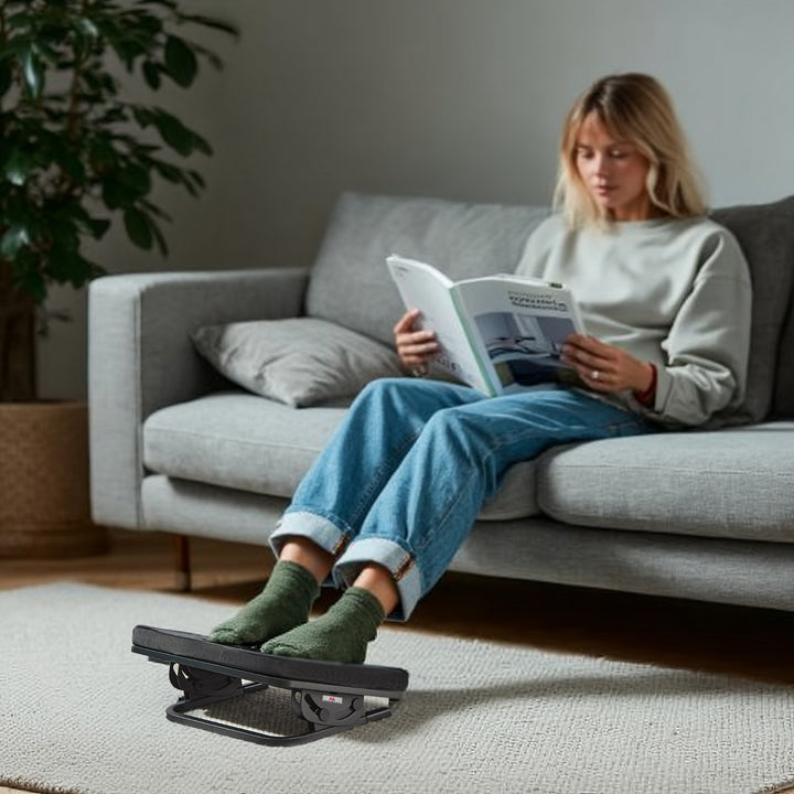 Podnóżek ergonomiczny Maclean, podstawka pod nogi, płynnie regulowany kąt nachylenia, zdejmowalna poduszka, MC-460