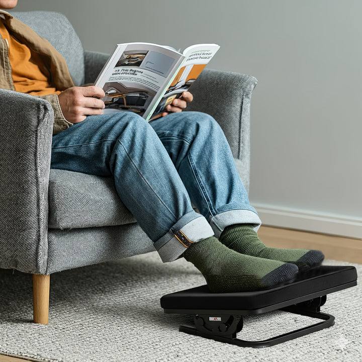 Podnóżek ergonomiczny Maclean, podstawka pod nogi, płynnie regulowany kąt nachylenia, zdejmowalna poduszka, MC-460