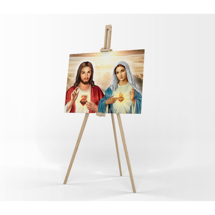 Obraz na płótnie Serce Jezusa Serce Maryi 60x90 cm