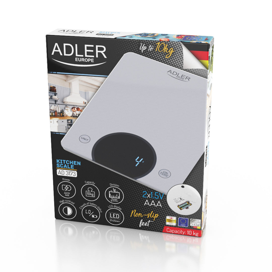 Adler AD 3173s Waga kuchenna do 10kg LED wymiary 20 x 16 cm