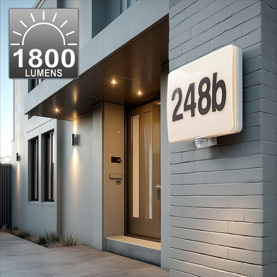 Lampa LED Maclean, numer domu, czujnik zmierzchu i ruchu, ściemnialna, 20W, IP65, barwa neutralna (4000K), 1600lm, MCE466 W
