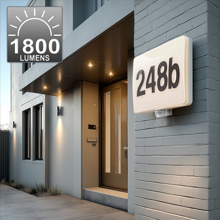 Lampa LED Maclean, numer domu, czujnik zmierzchu i ruchu, ściemnialna, 20W, IP65, barwa neutralna (4000K), 1600lm, MCE466 W