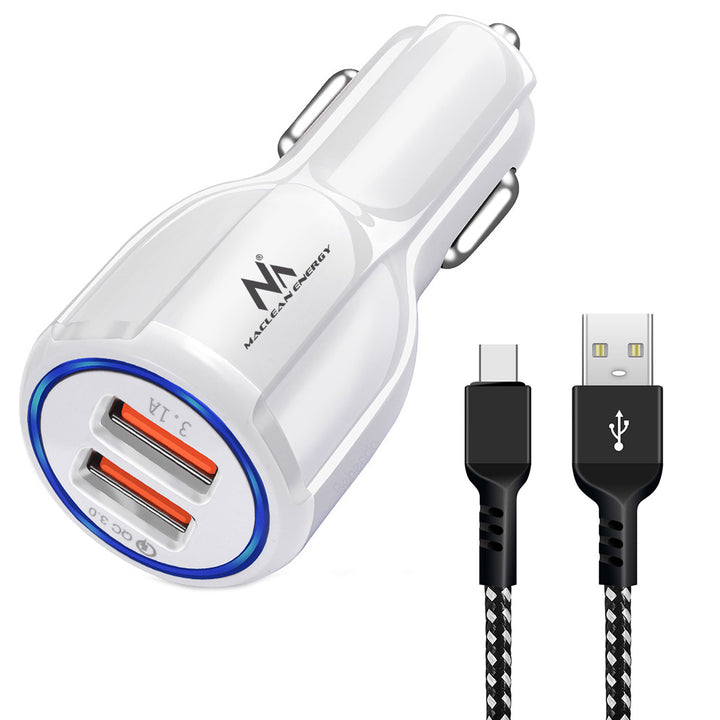 Ładowarka samochodowa Maclean, Qualcomm Quick Charge, QC 3.0 - 5V/3A, 9V/1.8A, 12V/1.6A, Gniazdo 5V/3.1A z kablem USB Type-C