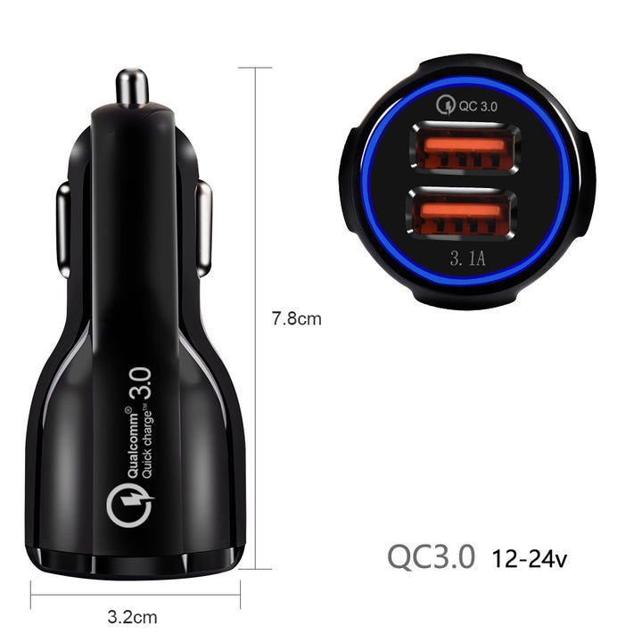 Ładowarka samochodowa Maclean, Qualcomm Quick Charge, QC 3.0 - 5V/3A, 9V/1.8A, 12V/1.6A, Gniazdo 5V/3.1A z kablem USB Lightning