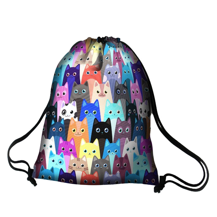 Worek na plecy Bertoni, nadruk w technologii full color, nieprzemakalny, wzór Meow, EE0035