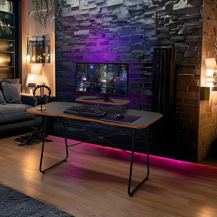 Biurko gamingowe z półką na monitor NanoRS, 50kg max, wysokość 850mm, czarne, RS170