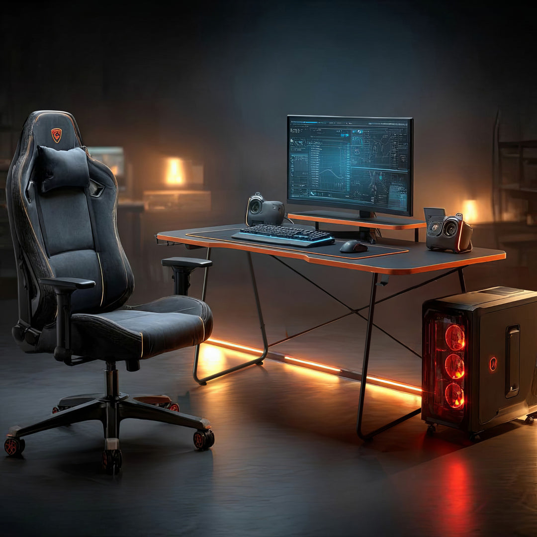 Biurko gamingowe z półką na monitor NanoRS, 50kg max, wysokość 850mm, czarne, RS170