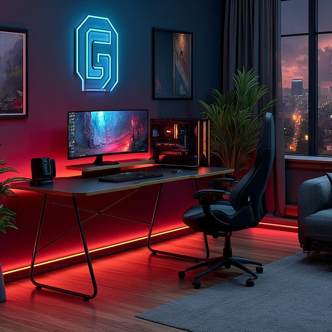 Biurko gamingowe z półką na monitor NanoRS, 50kg max, wysokość 850mm, czarne, RS170