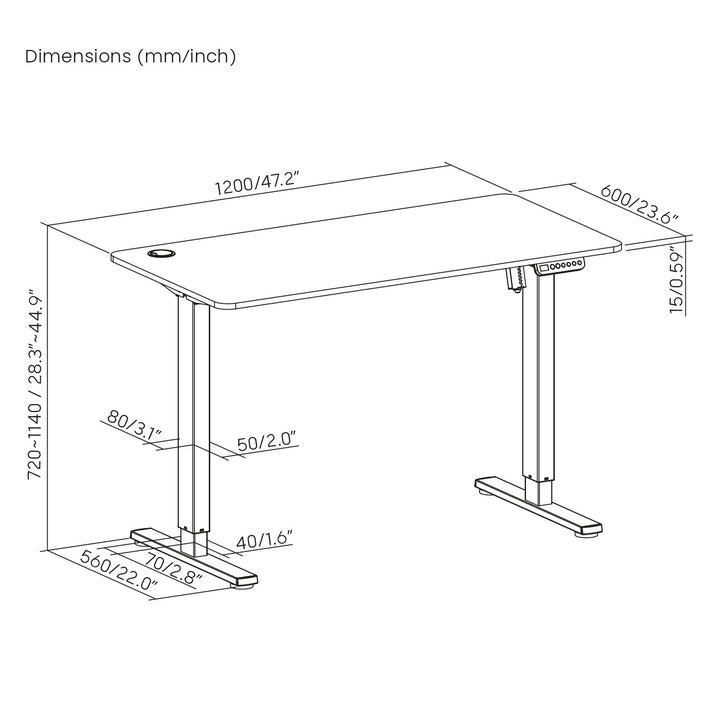 Biurko stolik Ergo Office elektryczna regulacja wysokości, do pracy stojąco siedzącej, max wys 114cm, ER-451