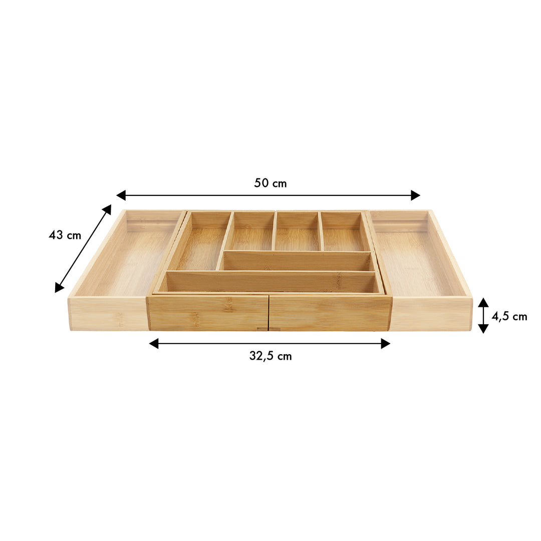 Rozsuwany bambusowy organizer na sztućce GreenBlue, 325-500x430x45mm, GB379