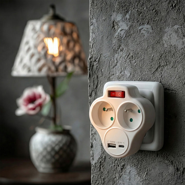 Gniazdko prądowe Maclean, rozgałęźnik z 2 gniazdami i USB A/C 2.4A, typu E, 2x16A, MCE336 E