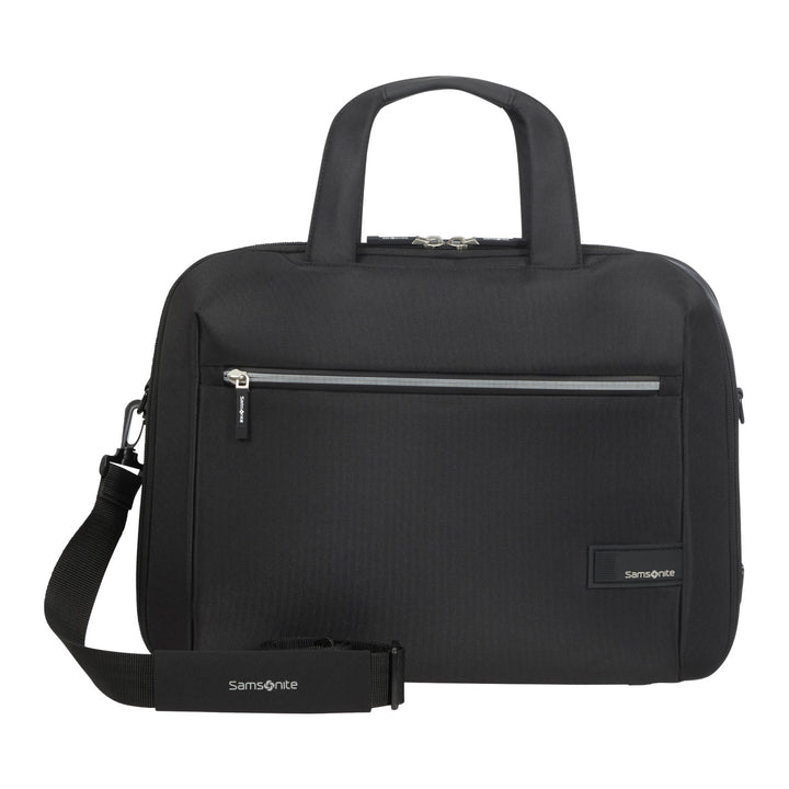 Torba do laptopa Samsonite Litepoint Bailhandle 15.6" czarna z portem USB i odblaskowym zamkiem