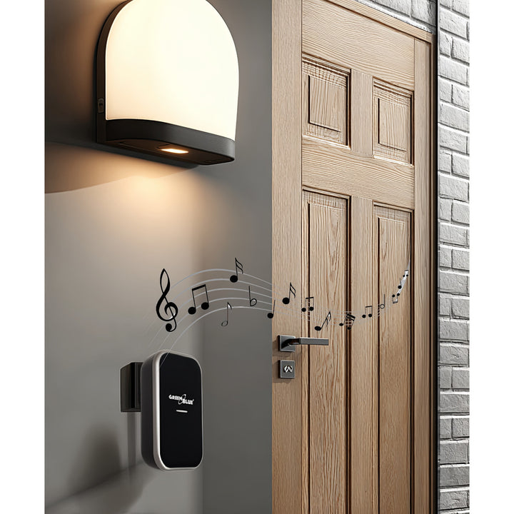 Dzwonek bezprzewodowy bezbateryjny kinetyczny GreenBlue, 38 melodii, czarny, zasięg do 200m, IP44, GB157 B