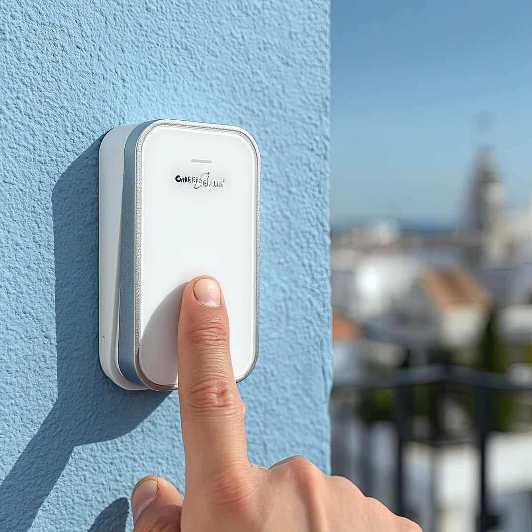 Dzwonek bezprzewodowy bezbateryjny kinetyczny GreenBlue, 38 melodii, biały, zasięg do 200m, IP44, GB157 W