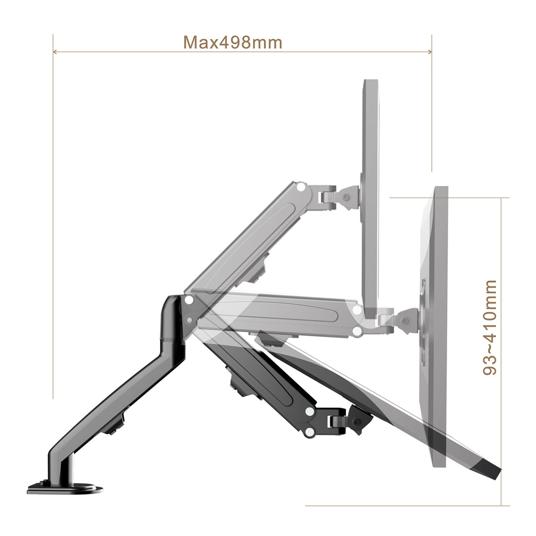 Uchwyt do monitora Maclean, sprężyna gazowa, 13"-27", 8 kg, czarny, MC-860N