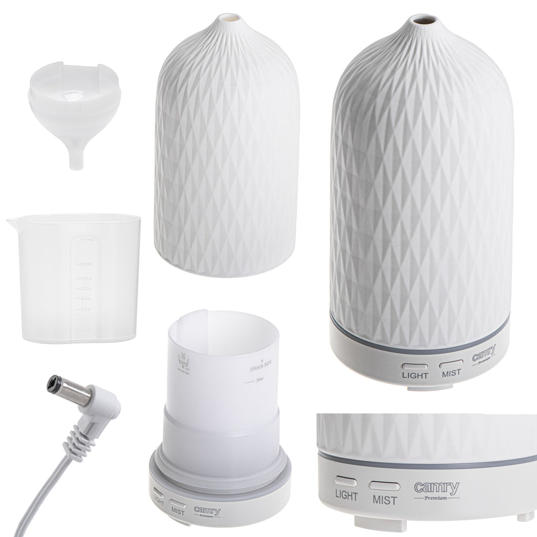 Camry CR 7970 Dyfuzor zapachowy, ultrasoniczny, ceramiczny, 100 ml, nastrojowa lampka