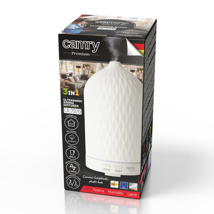 Camry CR 7970 Dyfuzor zapachowy, ultrasoniczny, ceramiczny, 100 ml, nastrojowa lampka