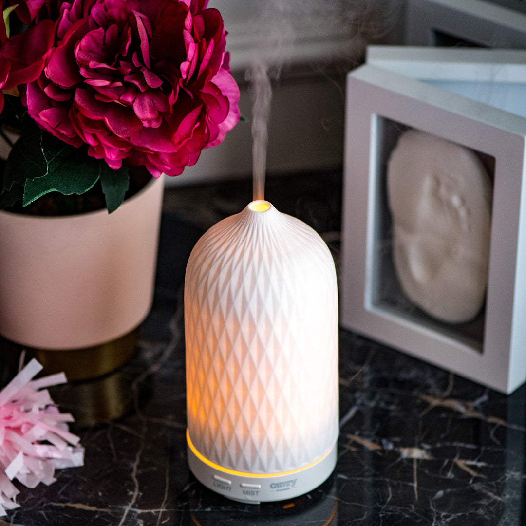 Camry CR 7970 Dyfuzor zapachowy, ultrasoniczny, ceramiczny, 100 ml, nastrojowa lampka
