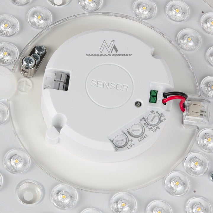 Sufitowa lampa LED z czujnikiem Maclean, czujnik mikrofalowy 5.8GHz,4000K, 12W, 950lm, IP44, MCE347