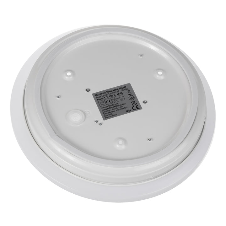 Sufitowa lampa LED z czujnikiem Maclean, czujnik mikrofalowy 5.8GHz,4000K, 12W, 950lm, IP44, MCE347