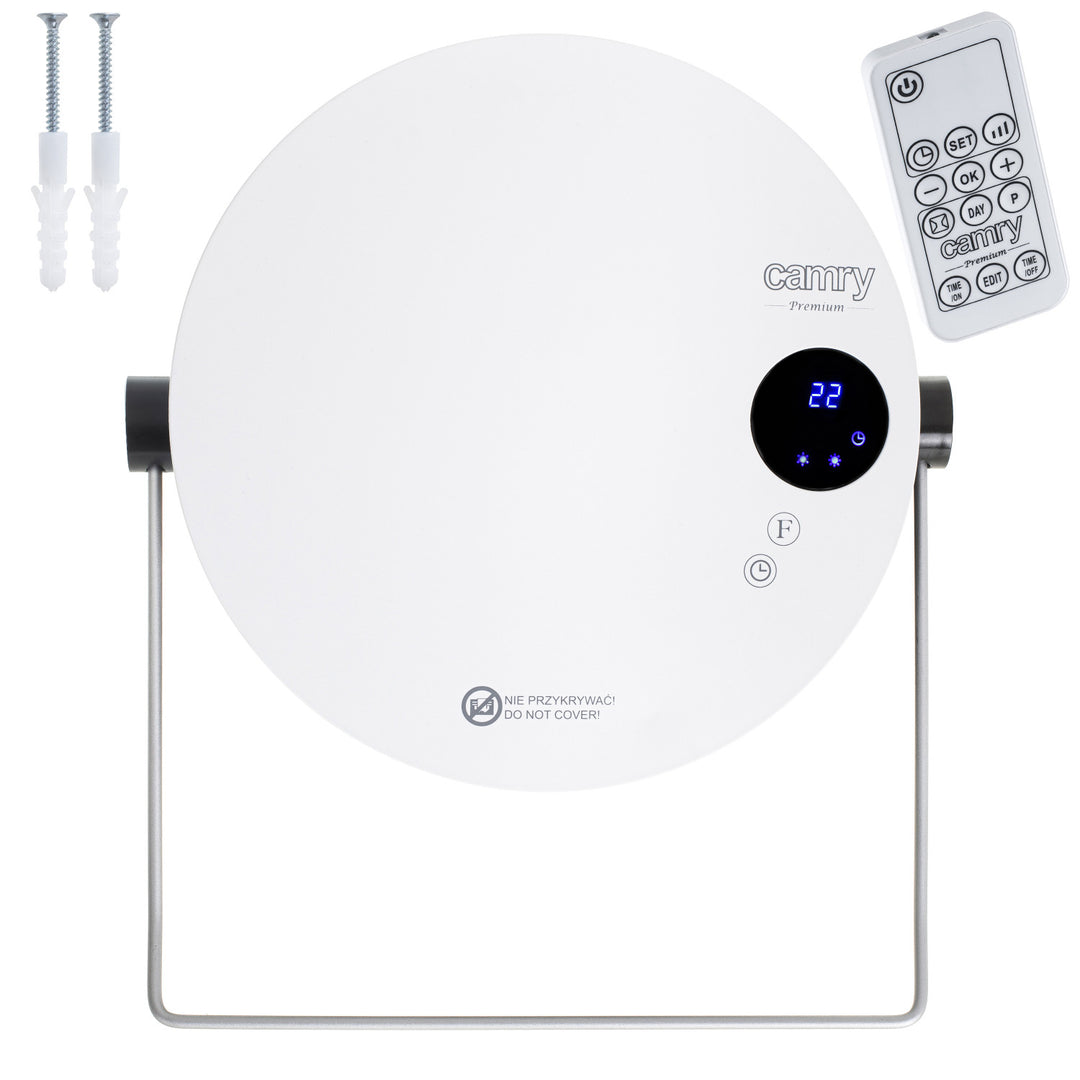 Grzejnik łazienkowy Camry, moc 2000W, 2 poziomy grzania, wyświetlacz LCD, pilot, CR 7747