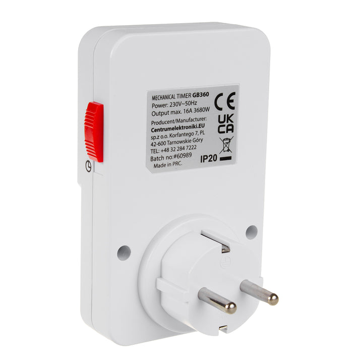 Włącznik czasowy - timer mechaniczny GreenBlue, 48 programów, max. obciążenie 16A, IP20, GB360 F