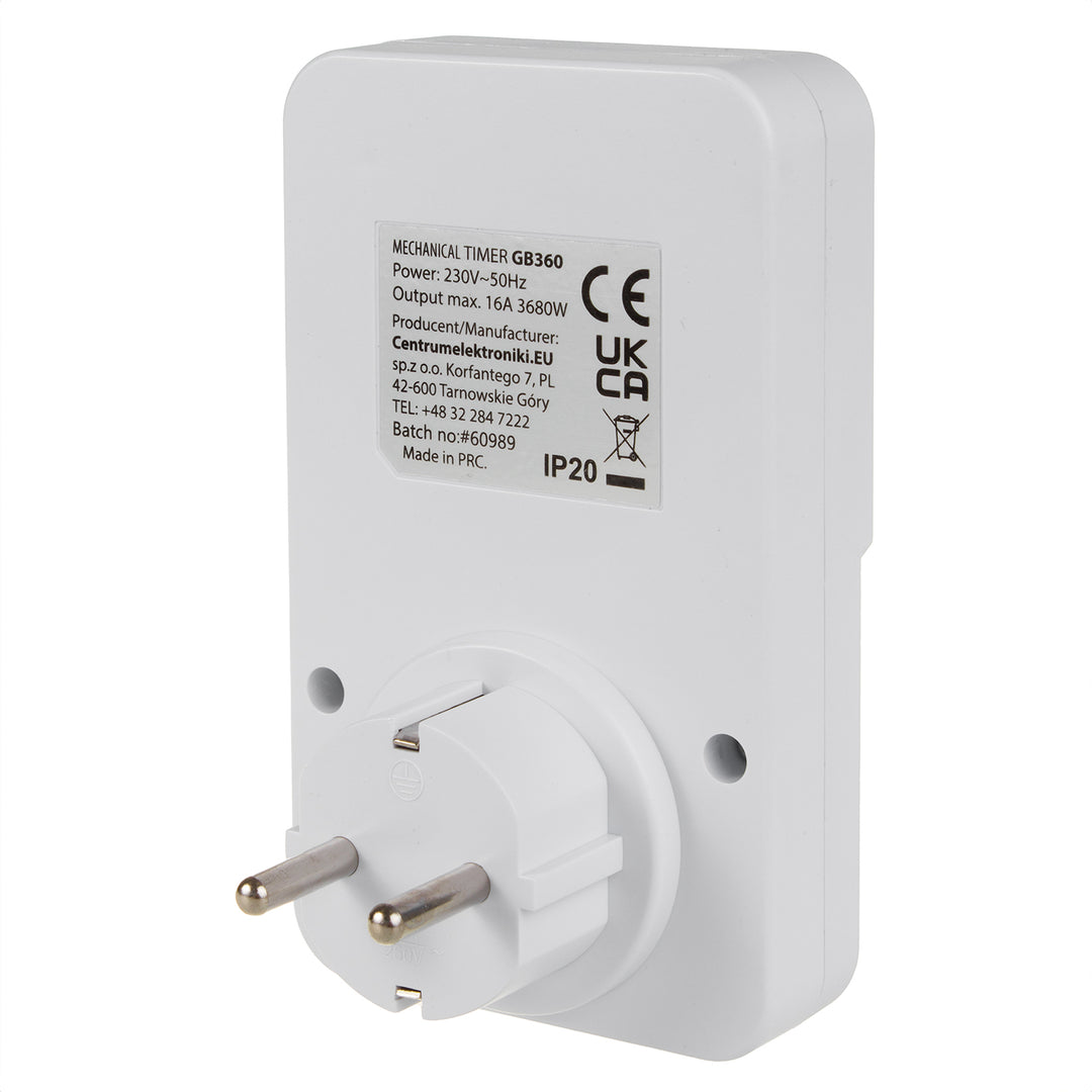 Włącznik czasowy - timer mechaniczny GreenBlue, 48 programów, max. obciążenie 16A, IP20, GB360 F