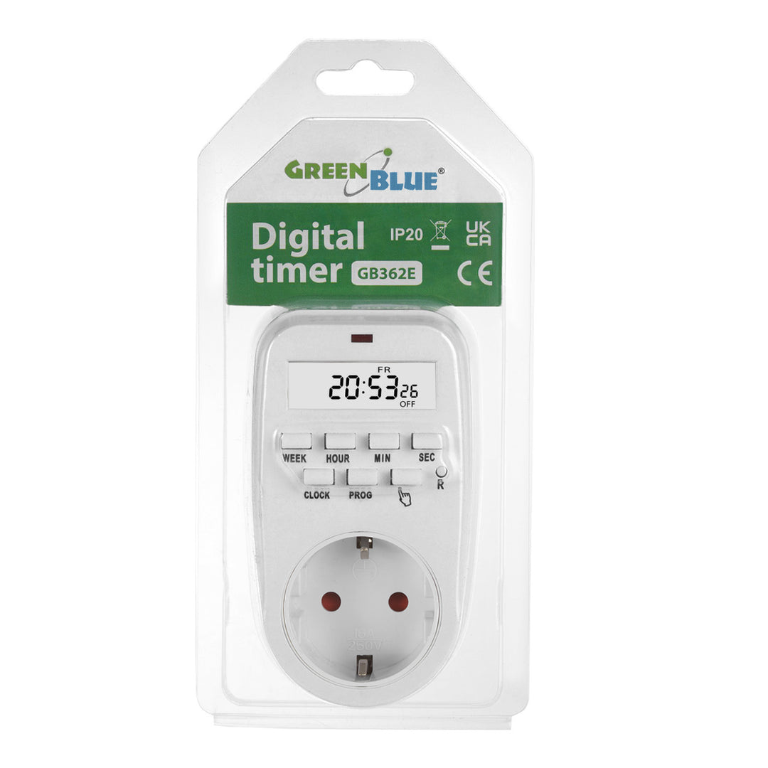 Włącznik czasowy - timer cyfrowy GreenBlue, max. obciążenie 16A, IP20, GB362 F