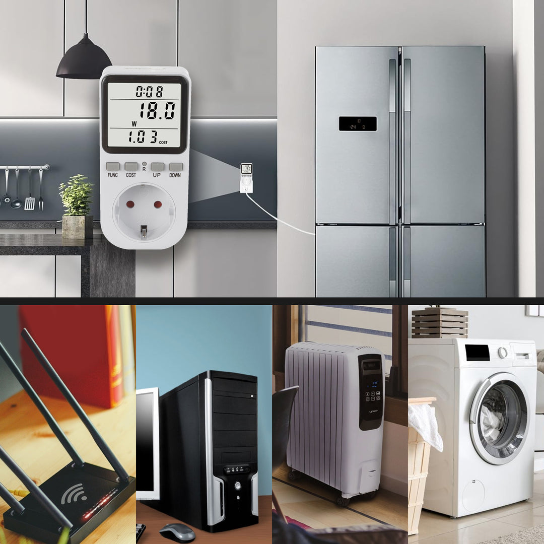 Miernik energii GreenBlue, watomierz, typ F, 220-240V AC, 50Hz, max. obciążenie 16A, IP20, wbudowana bateria, GB364 F