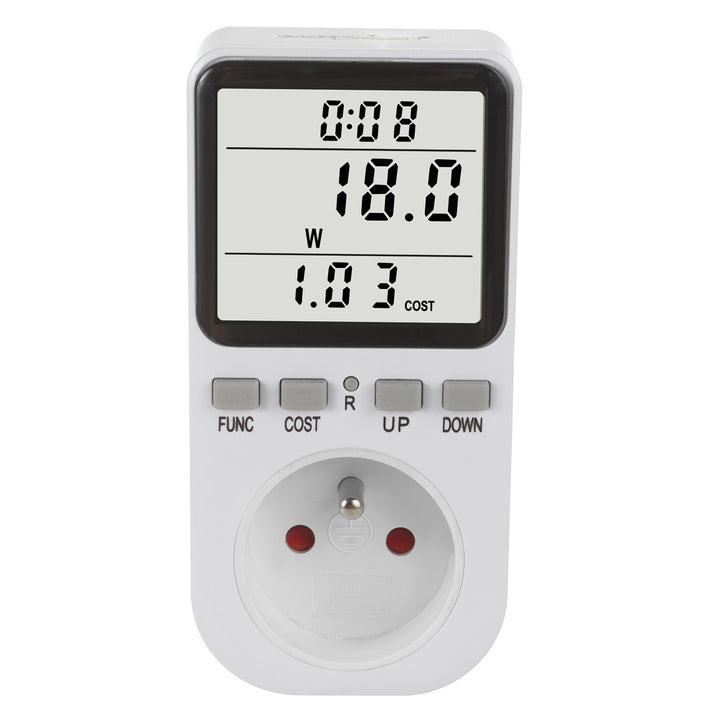Miernik energii GreenBlue, watomierz, typ E, 220-240V AC, 50Hz, max. obciążenie 16A, IP20, wbudowana bateria, GB364 E
