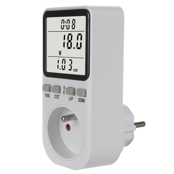 Miernik energii GreenBlue, watomierz, typ E, 220-240V AC, 50Hz, max. obciążenie 16A, IP20, wbudowana bateria, GB364 E