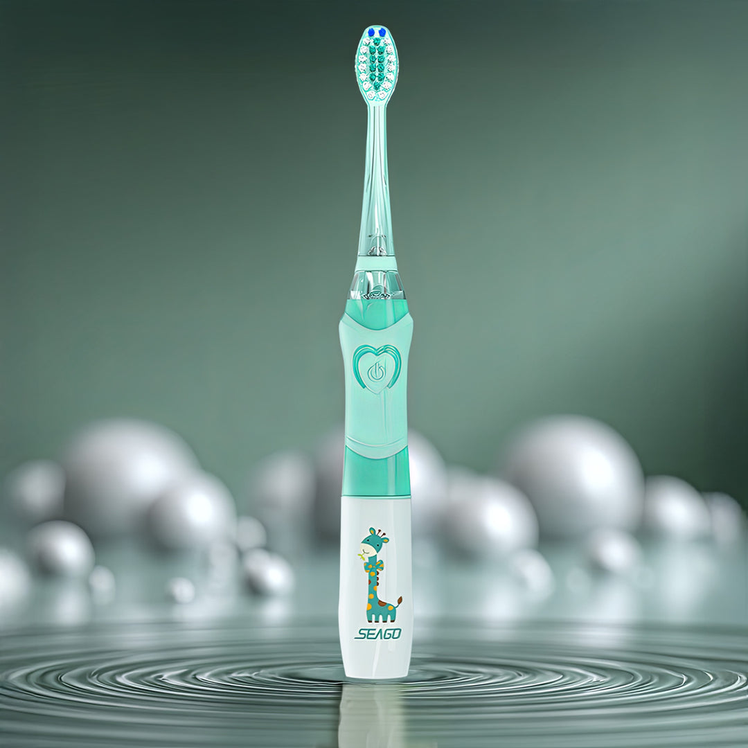 Szczoteczka soniczna dla dzieci SEAGO, kolor zielony, 1xAAA 1,5V (brak w zestawie), 3 końcówki, SG-977 Green