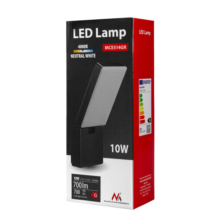 Lampa LED Maclean szara 10W 700lm IP65 neutralna biała 4000K