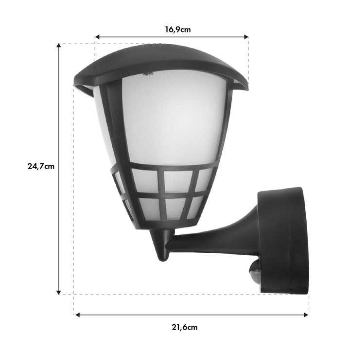 Kinkiet z czujnikiem Maclean MCE518 B 1xE27 czarny  IP65 max 60W