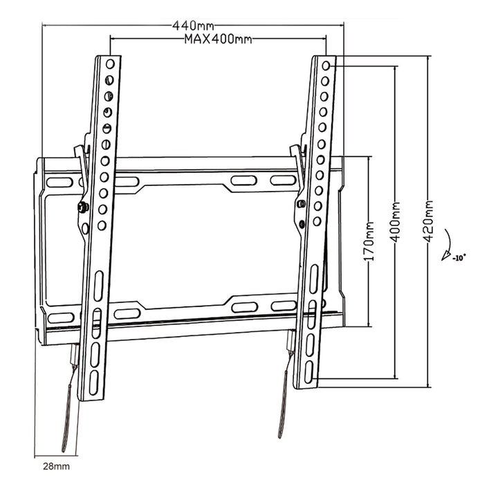 Uchwyt do TV Maclean, max VESA 400x400, 32-70", 45kg, reg. odchylenia +0°~-10°, MC-412