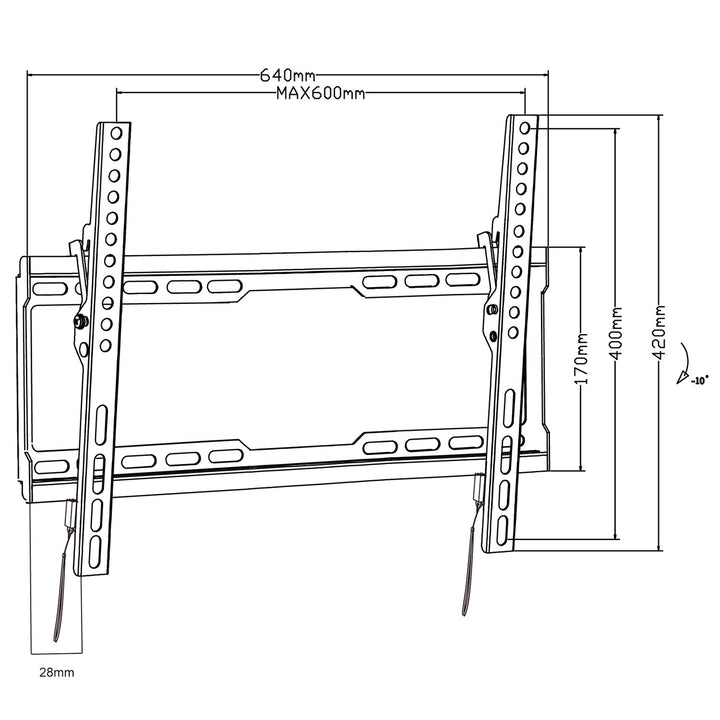 Uchwyt do TV Maclean, max VESA 600x400, 32-80", 45kg, reg. odchylenia +0°~-10°, MC-413