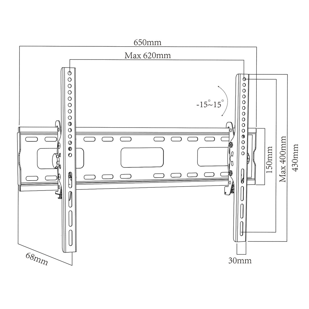 Uchwyt do TV Maclean, max VESA 600x400, 32-90", 80kg, reg. odchylenia +15°~-15°, MC-421