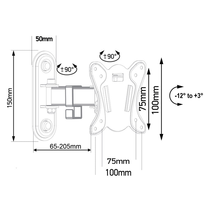 Uchwyt do telewizora lub monitora Maclean, max. VESA 100x100, 13-32", 30kg, czarny, MC-416