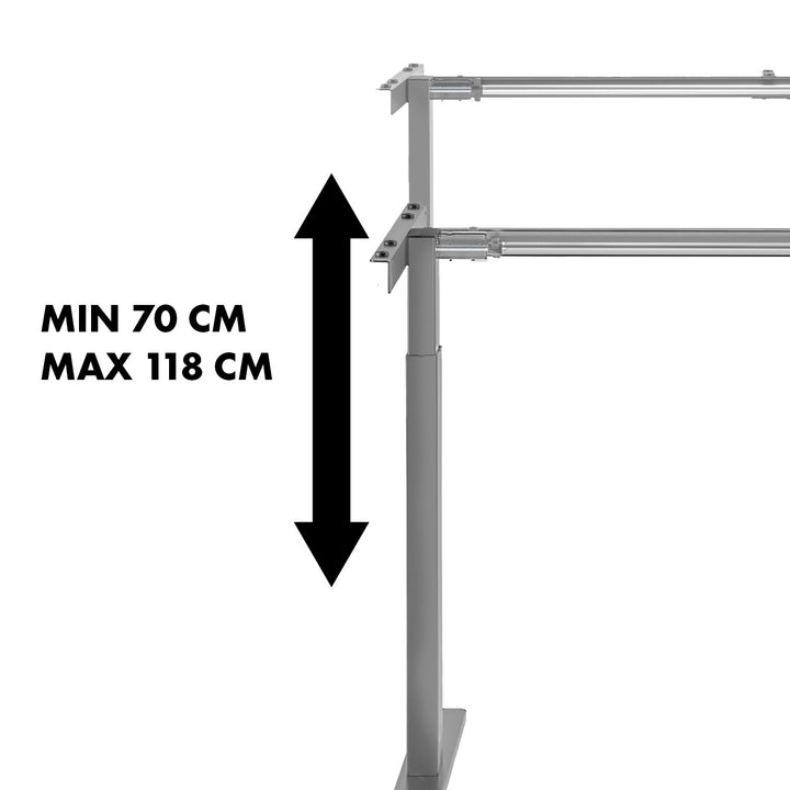 Biurko Maclean, ręczna regulacja wysokości, bez blatu, do pracy stojąco siedzącej, max 60 kg, max wys 120cm, MC-790NG