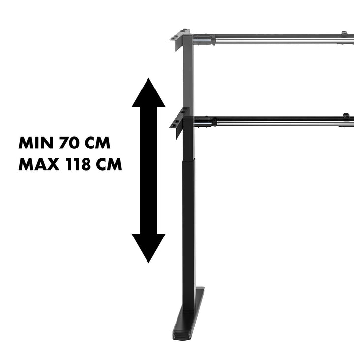 Biurko Maclean, ręczna regulacja wysokości, bez blatu, do pracy stojąco siedzącej, max 60 kg, max wys 120cm, MC-790NB