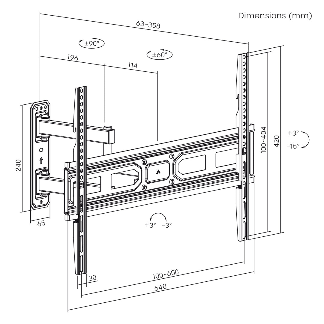 Uchwyt do telewizora Maclean, max VESA 600x400, 37-70", 35kg, MC-798N