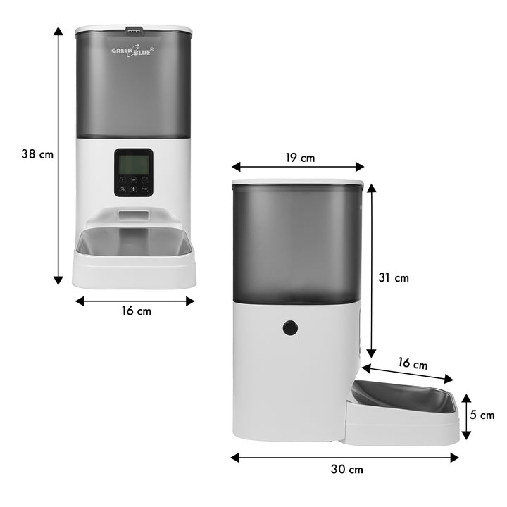 Automatyczny dozownik / podajnik karmy dla zwierząt GreenBlue, 6L, USB 5V1A, GB393