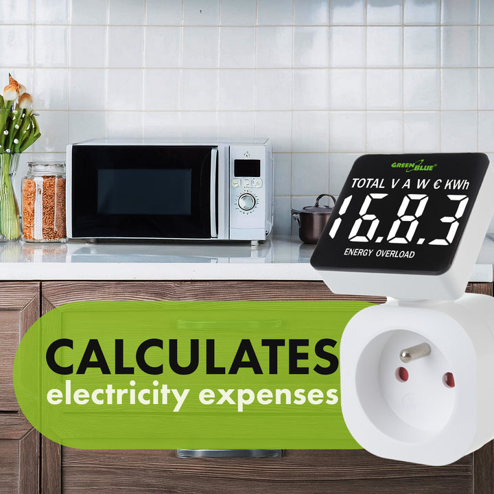 Miernik energii GreenBlue, watomierz, 16A, max. 3680W, podtrz.pamięci, GB620 F