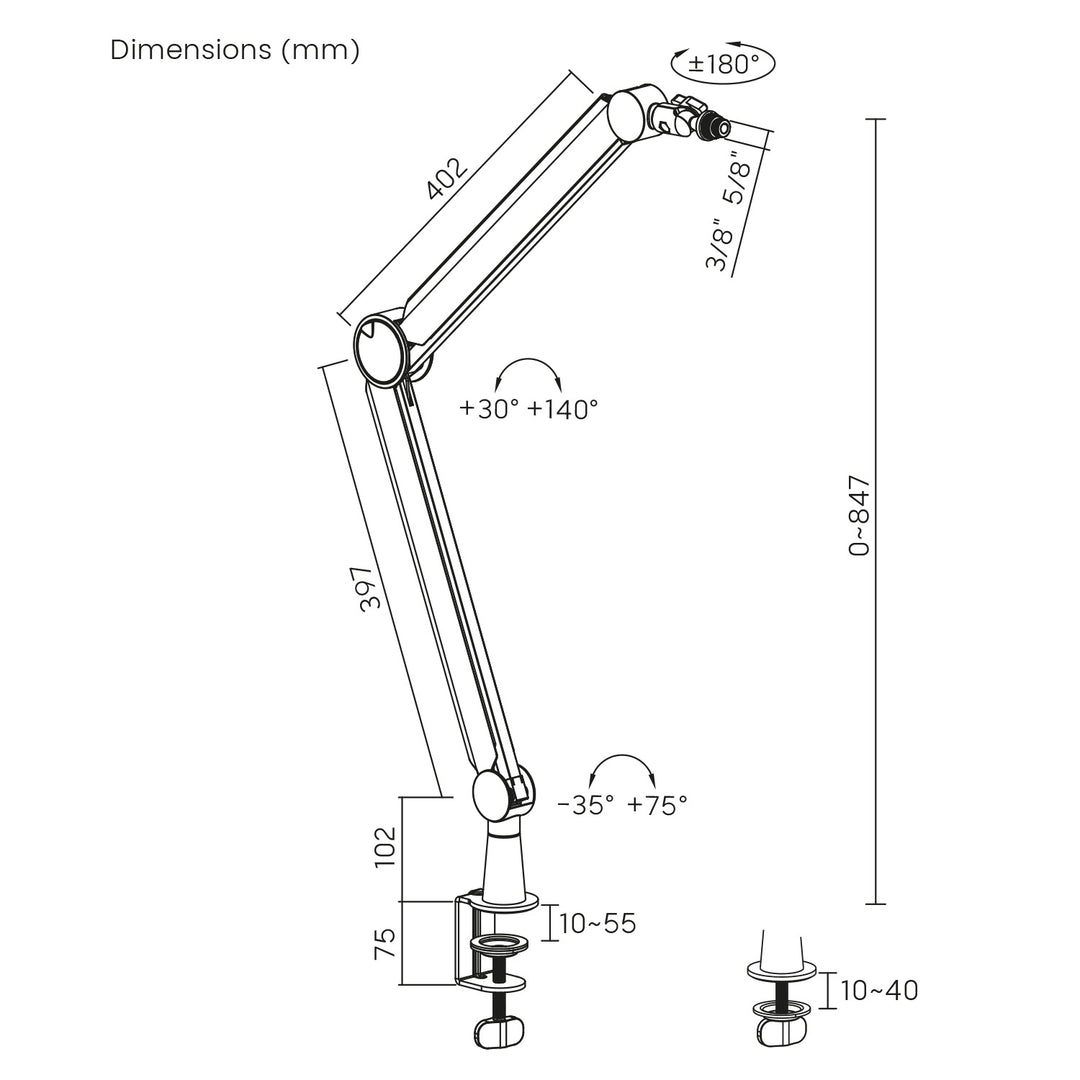 Uchwyt mikrofonu 3/8" i 5/8" NanoRS, 1kg max, RS421