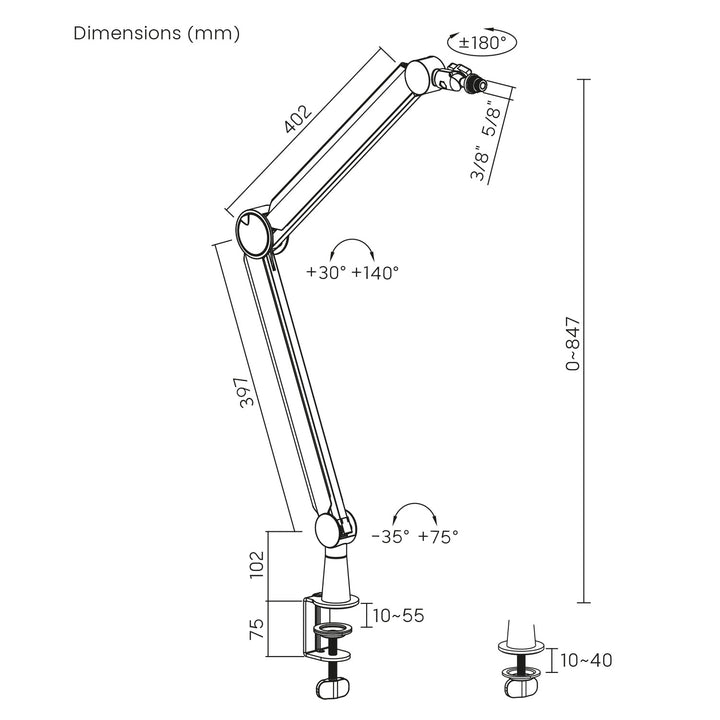 Uchwyt mikrofonu 3/8" i 5/8" NanoRS, 1kg max, RS421