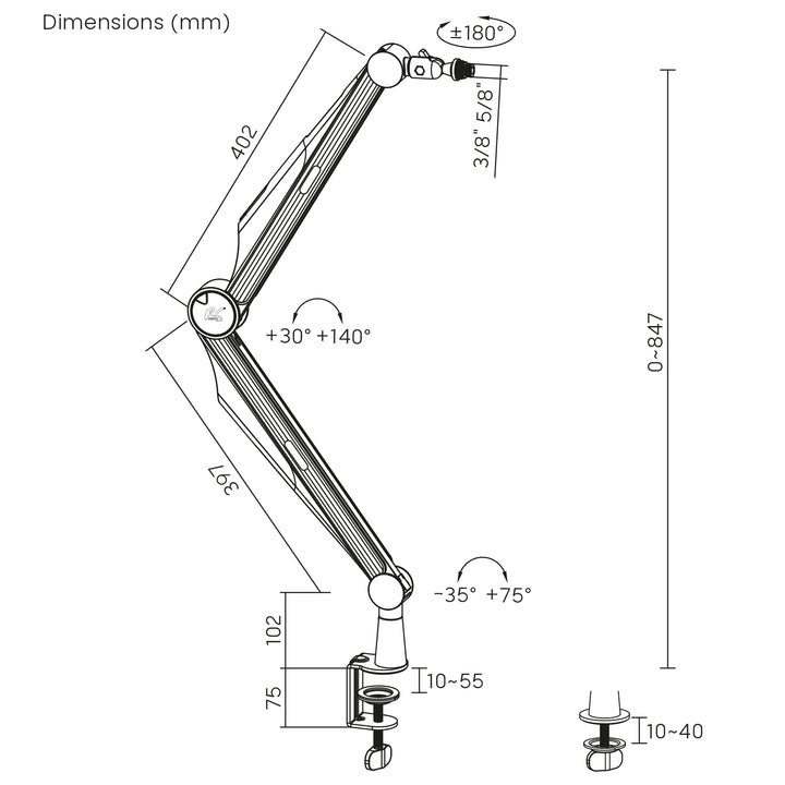 Uchwyt mikrofonu 3/8" i 5/8" NanoRS, 1kg max, RS422