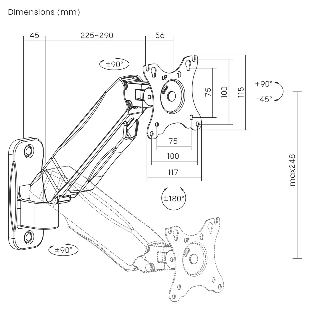 Uchwyt naścienny monitora Maclean, 17-32'', 9kg max, sprężyna mechaniczna, MC-979